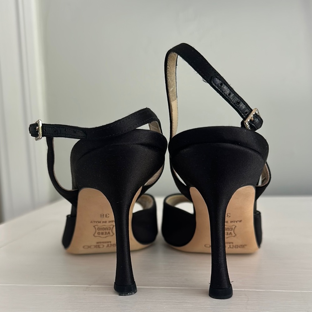 NEW Authentic Jimmy Choo size 8 Black Heels with Crystal Embellishment - Picture 5 of 8